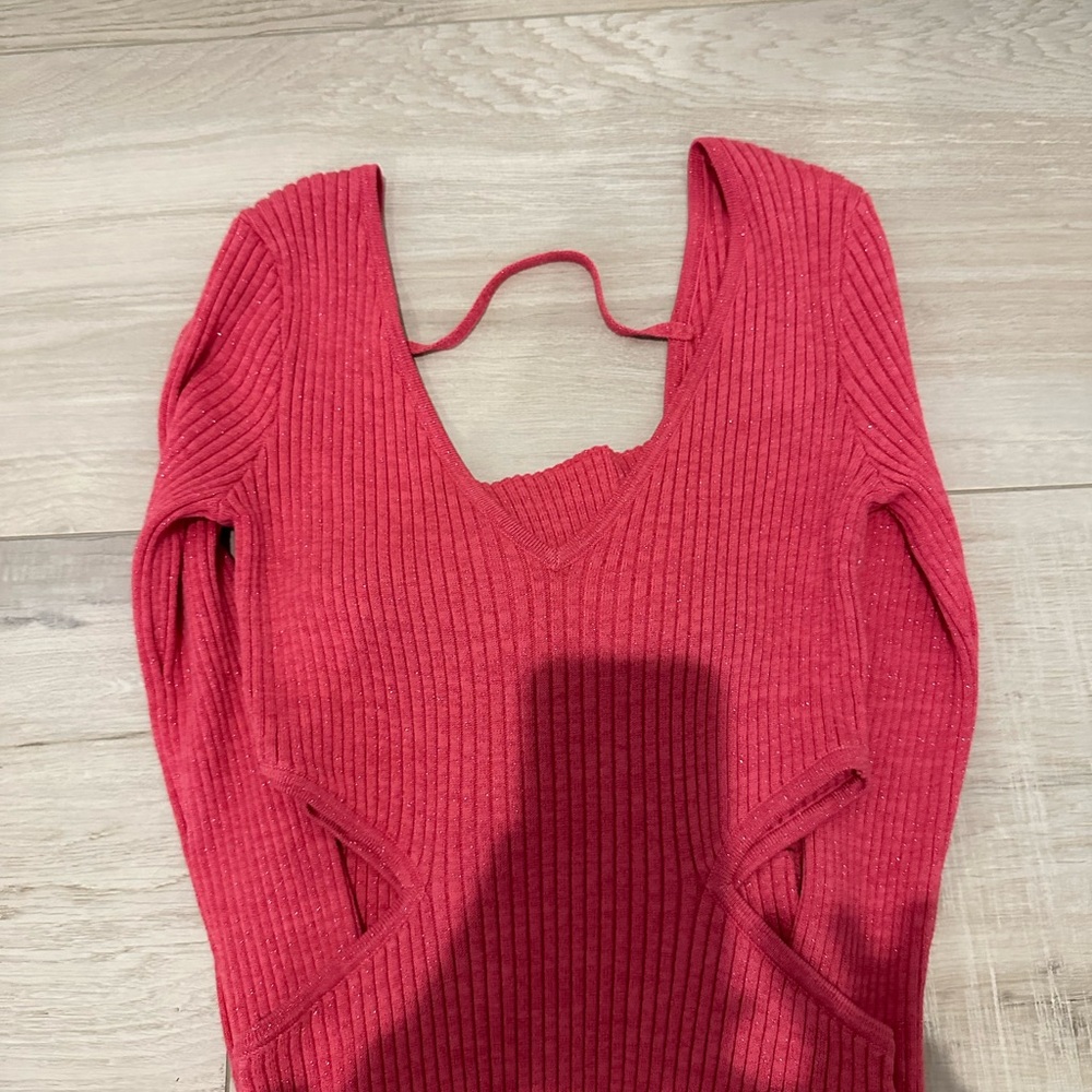 Pink Ribbed cut- out  Knit Dress